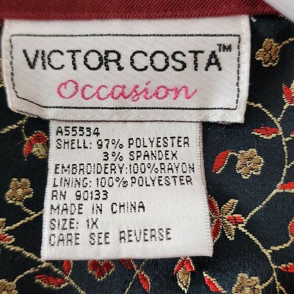 Vintage Victor Costa Western‎ Embroidered Burgundy Shacket Women's Plus 1X - Picture 3 of 7